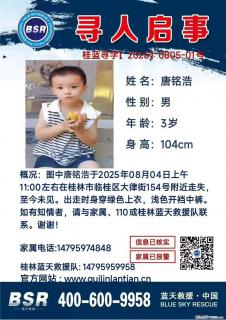 【寻人启事】图中唐铭浩于2025年08月04日上午11:00左右在桂林市临桂区大律街154号附近走失 - 呼伦贝尔28生活网 hlbe.28life.net